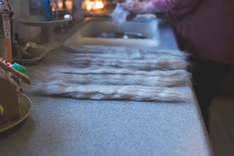 How to Felt Your Own Goat Milk Soap Bars 2 - Bearded Lady Soap Factory Goat wool laid out - Bearded Lady Soap Factory