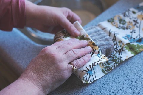 How to Felt Your Own Goat Milk Soap Bars 9 - Bearded Lady Soap Factory Wrap in a dishtowel - Bearded Lady Soap Factory