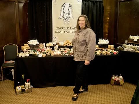 Have We Met? Where to Buy Bearded Lady Goat Milk Soap Products 1 - Bearded Lady Soap Factory Laura at her BLSF booth - Bearded Lady Soap Factory